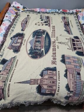 RARE metamora Illinois Tapestry Landmark Throw Blanket